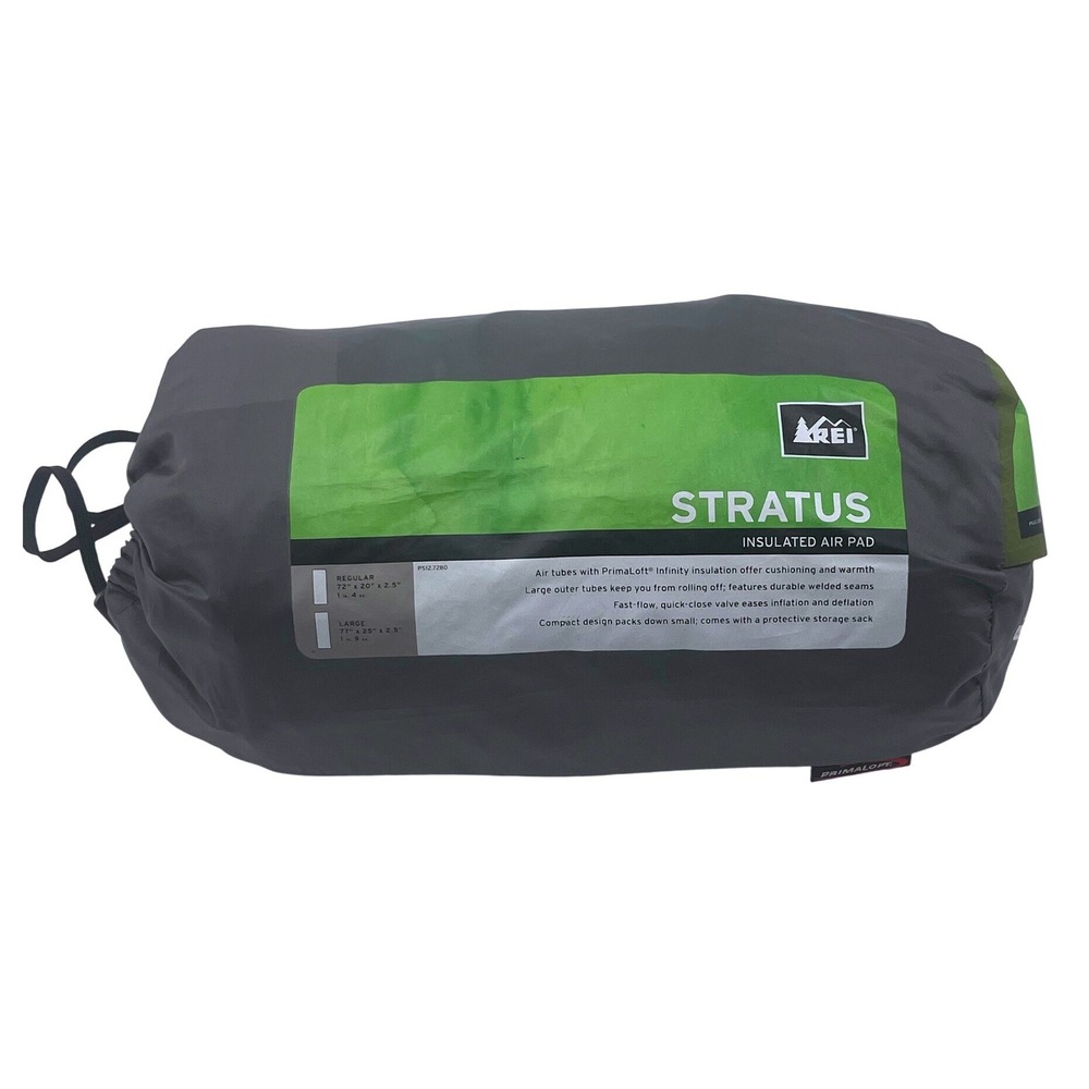 REI Stratus Insulated Air Pad Large Green 77x25 PrimaLoft R-Value 3.0 Camp Mat